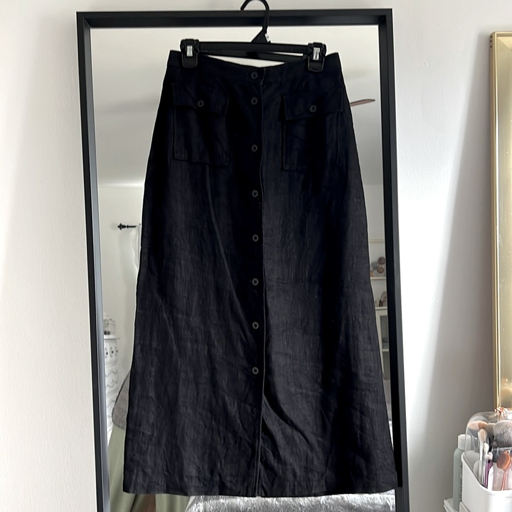 Black Linen Harve Bernard Skirt